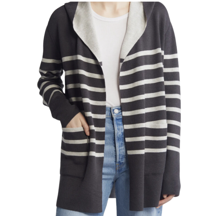Syd Stripe Open Front Reversible Cardigan